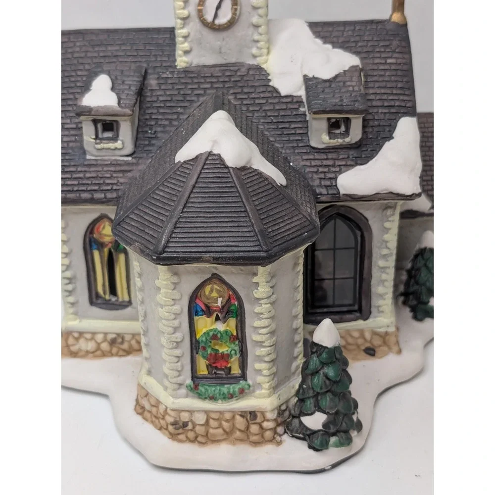 Holiday Home Village Church #8220137 Bisque Porcelain Christmas Village